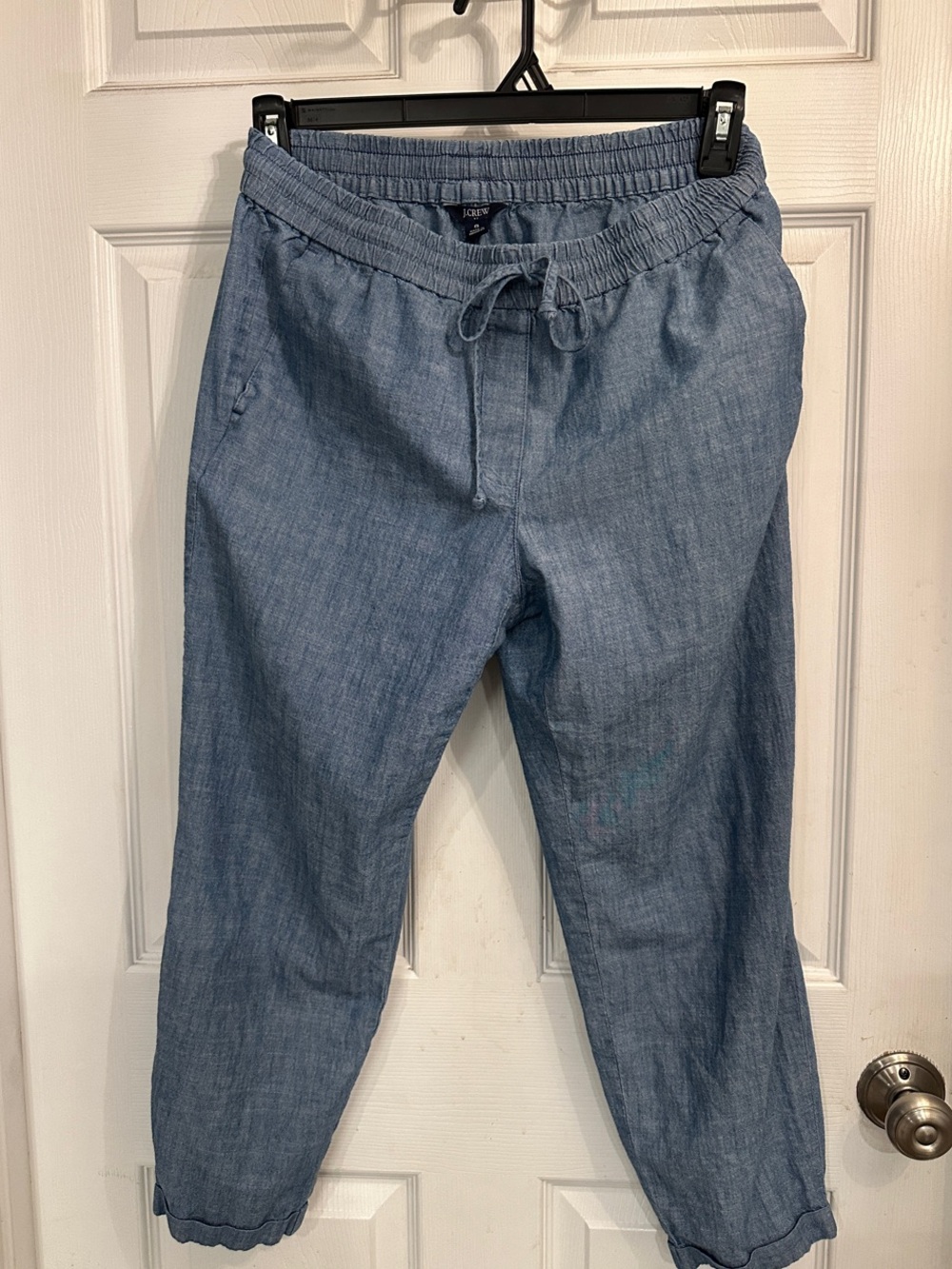 J. Crew Chambray Drawstring Joggers in Light Blue